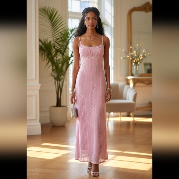 Chic Lavender Lace Maxi Dress - Picture 9 of 9